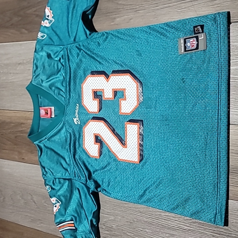 VINTAGE REEBOK MIAMI DOLPHINS RONNIE BROWN BOYS FOOTBALL JERSEY SIZE LARGE